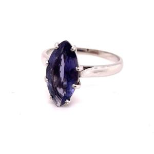 Iolite Navette White Gold Ring