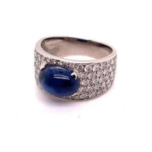 Bandeau Ring White Gold Sapphire Diamonds