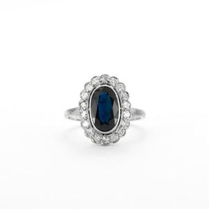 Pompadour Art-deco Sapphire Diamond Ring