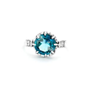 Bague Or Blanc Topaze Blue London