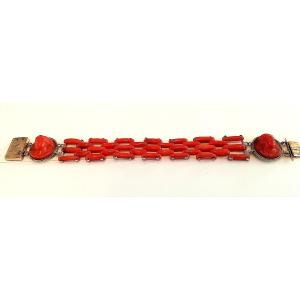 2 Coral Cameo Bracelet 19th Century