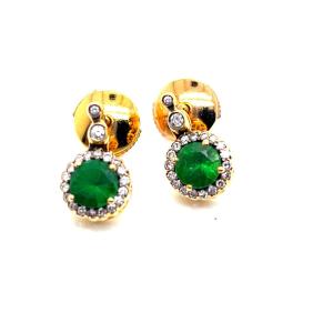Pair Of Selim Mouzannar Earrings In Rose Gold, Garnet, Tsavorite, And Diamonds