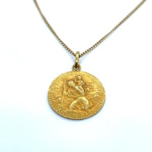 Médaille en Or Jaune Saint Christophe sur Chaine