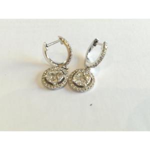 Boucles d Oreille Dormeuses Or Blanc Diamants