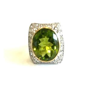 Bague Cocktail  2 Ors Péridot Diamants