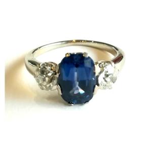 White Gold Sapphire And Diamond Ring