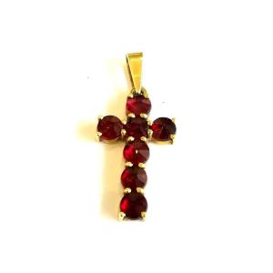 Small Gold Cross With Garnets