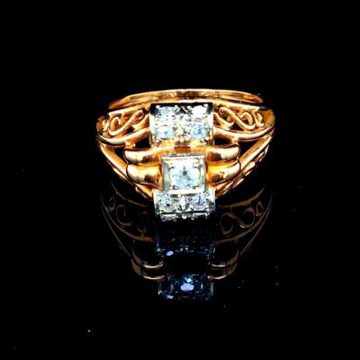 Dome Ring Rose Gold Platinum And Diamonds Circa 1950