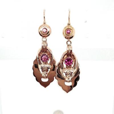 Paire De Boucles D Oreille  Anciennes Amethystes