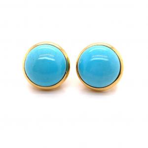 Boucles d Oreilles Vintage Or Jaune Turquoises