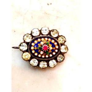 Bressans Enamel Silver Brooch