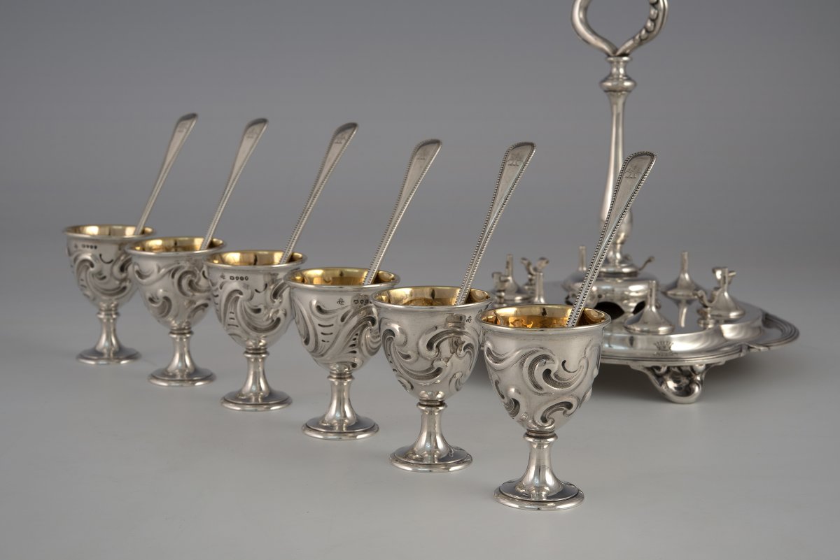 Service à œufs en argent, John Samuel Hunt, Londres, 1852-1853-photo-4