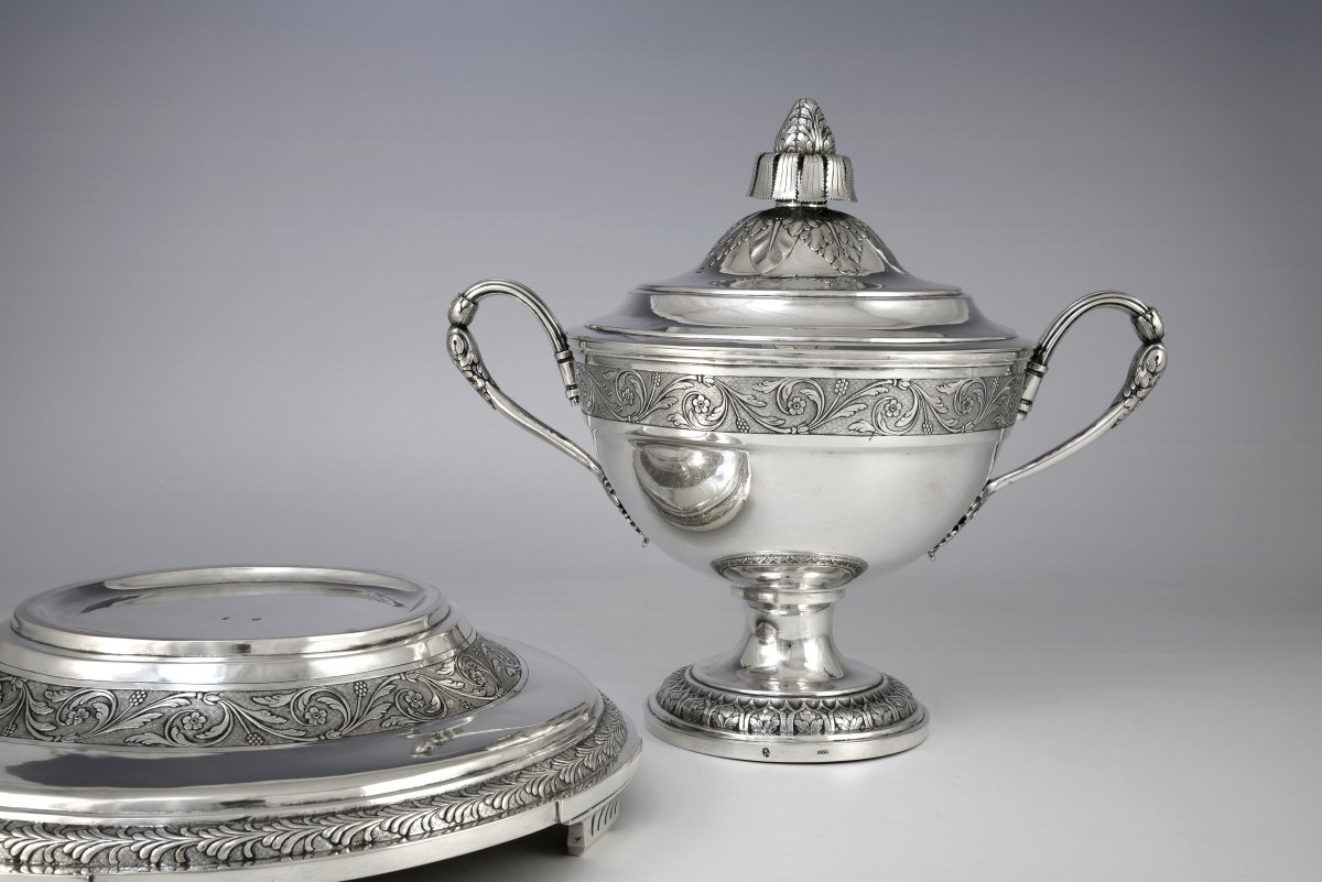 Soupière en argent avec couvercle et présentoir, Augsbourg, 1801-photo-3