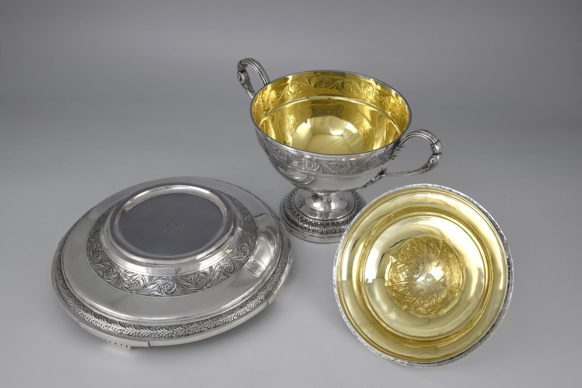 Soupière en argent avec couvercle et présentoir, Augsbourg, 1801-photo-4