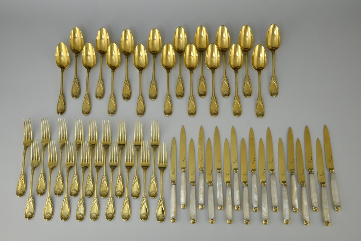 Dessert Cutlery Set For 18 People, Vermeil, Paris, Maison Aucoc & André Aucoc-photo-2
