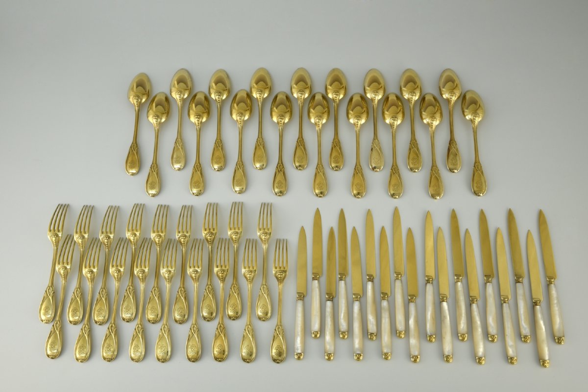 Dessert Cutlery Set For 18 People, Vermeil, Paris, Maison Aucoc & André Aucoc-photo-3