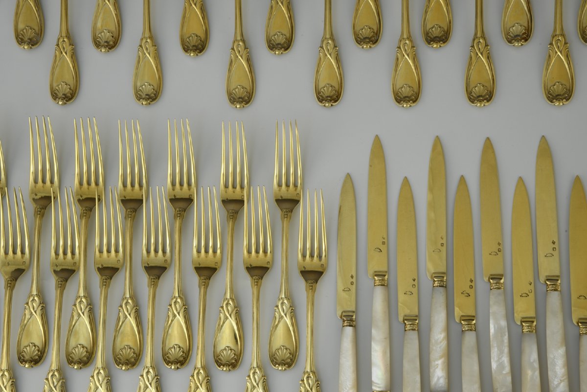 Dessert Cutlery Set For 18 People, Vermeil, Paris, Maison Aucoc & André Aucoc-photo-1