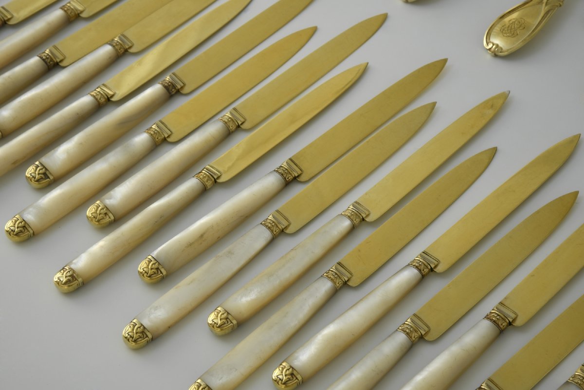 Dessert Cutlery Set For 18 People, Vermeil, Paris, Maison Aucoc & André Aucoc-photo-2