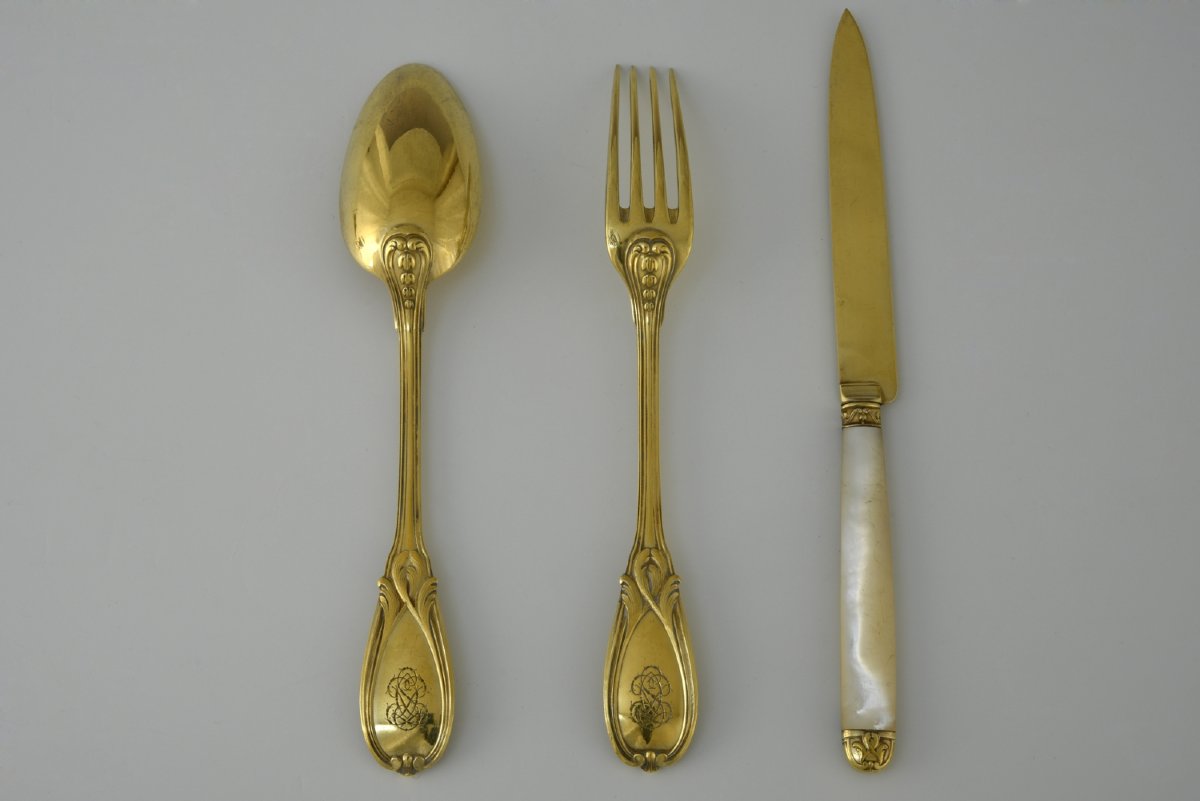 Dessert Cutlery Set For 18 People, Vermeil, Paris, Maison Aucoc & André Aucoc-photo-5