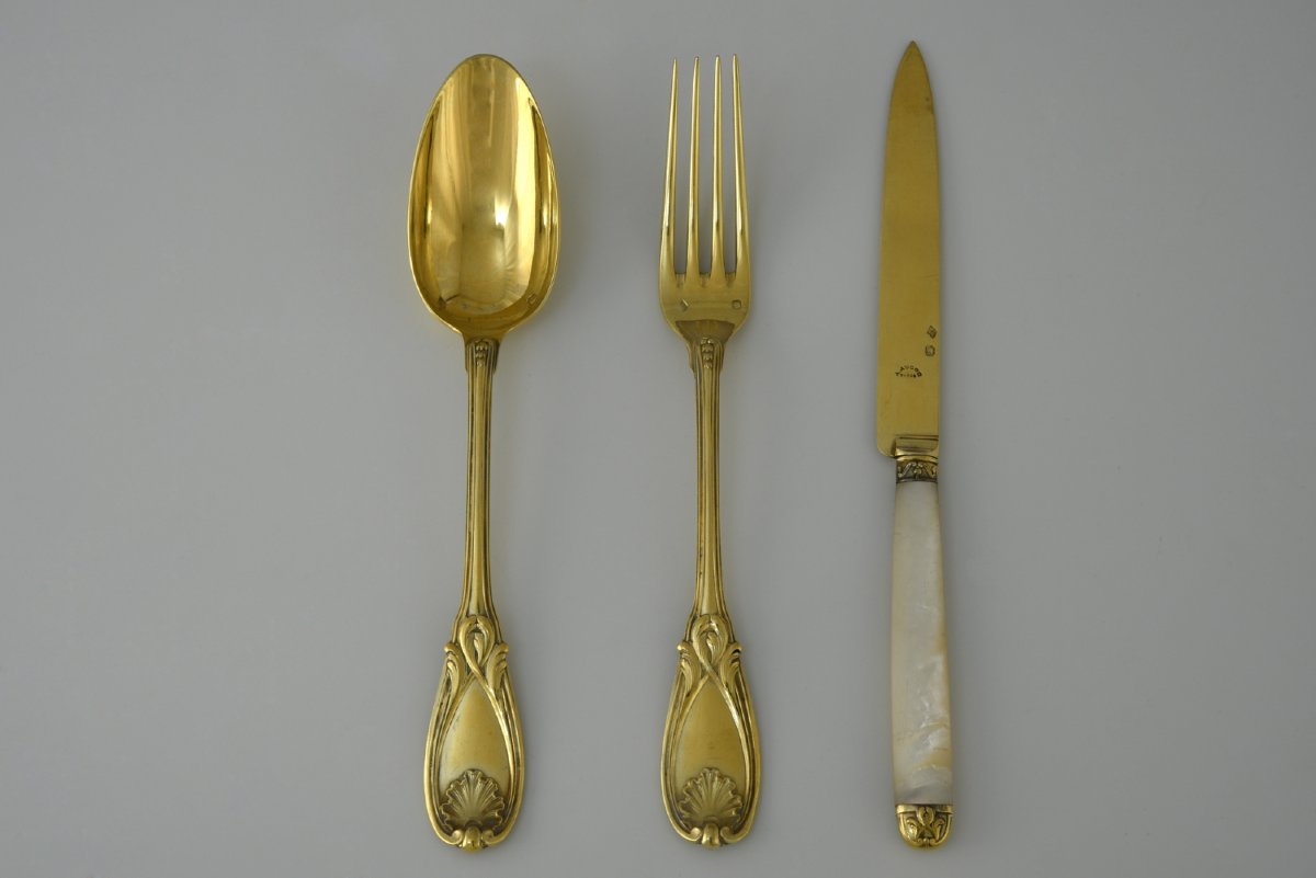 Dessert Cutlery Set For 18 People, Vermeil, Paris, Maison Aucoc & André Aucoc-photo-6