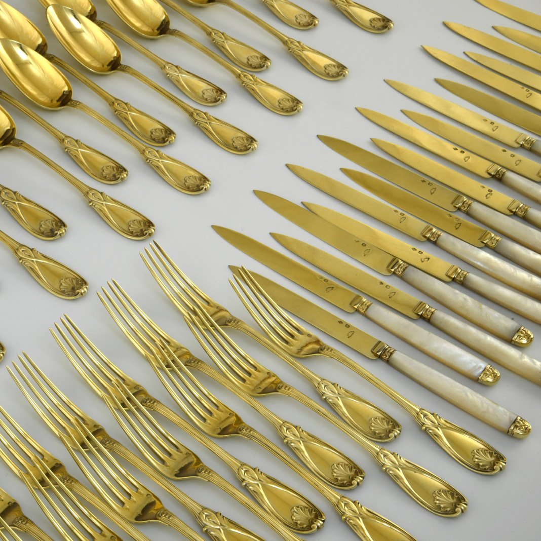 Dessert Cutlery Set For 18 People, Vermeil, Paris, Maison Aucoc & André Aucoc