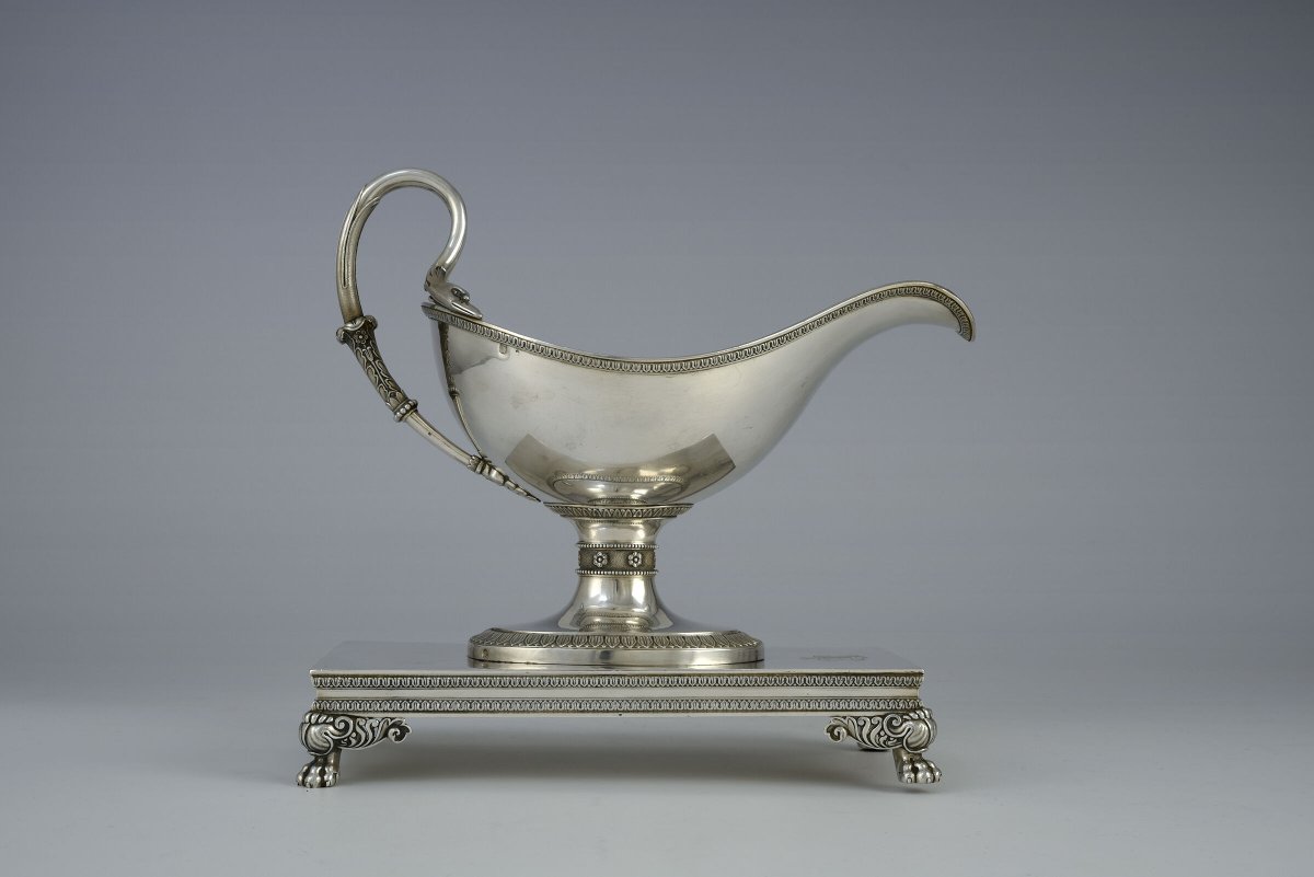 Empire-style Sauceboat Decorated With Swan Figures, Paris, Ca. 1830-photo-2