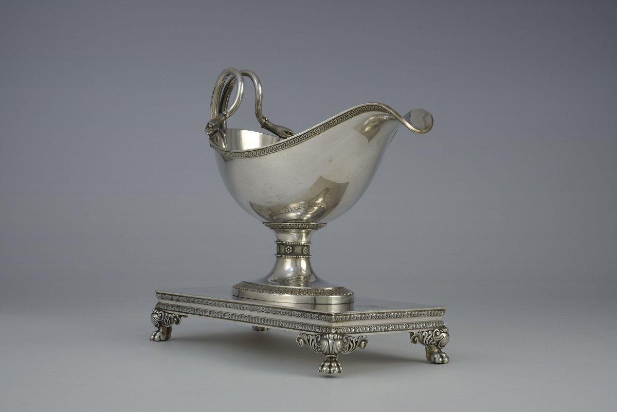 Empire-style Sauceboat Decorated With Swan Figures, Paris, Ca. 1830-photo-3