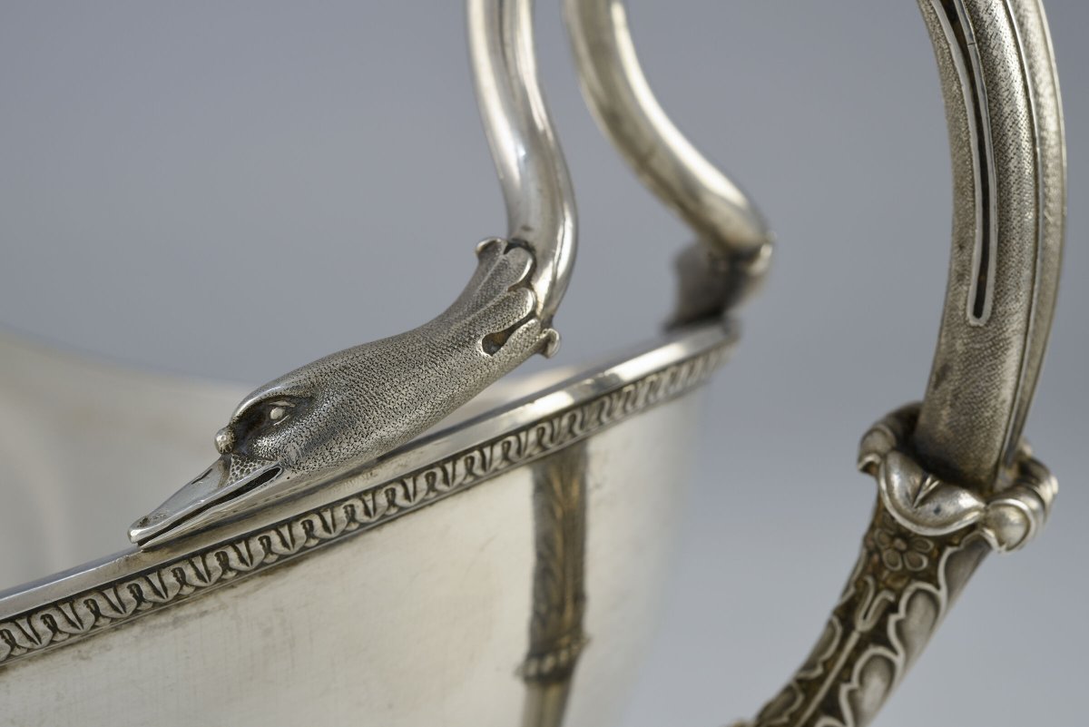 Empire-style Sauceboat Decorated With Swan Figures, Paris, Ca. 1830-photo-1