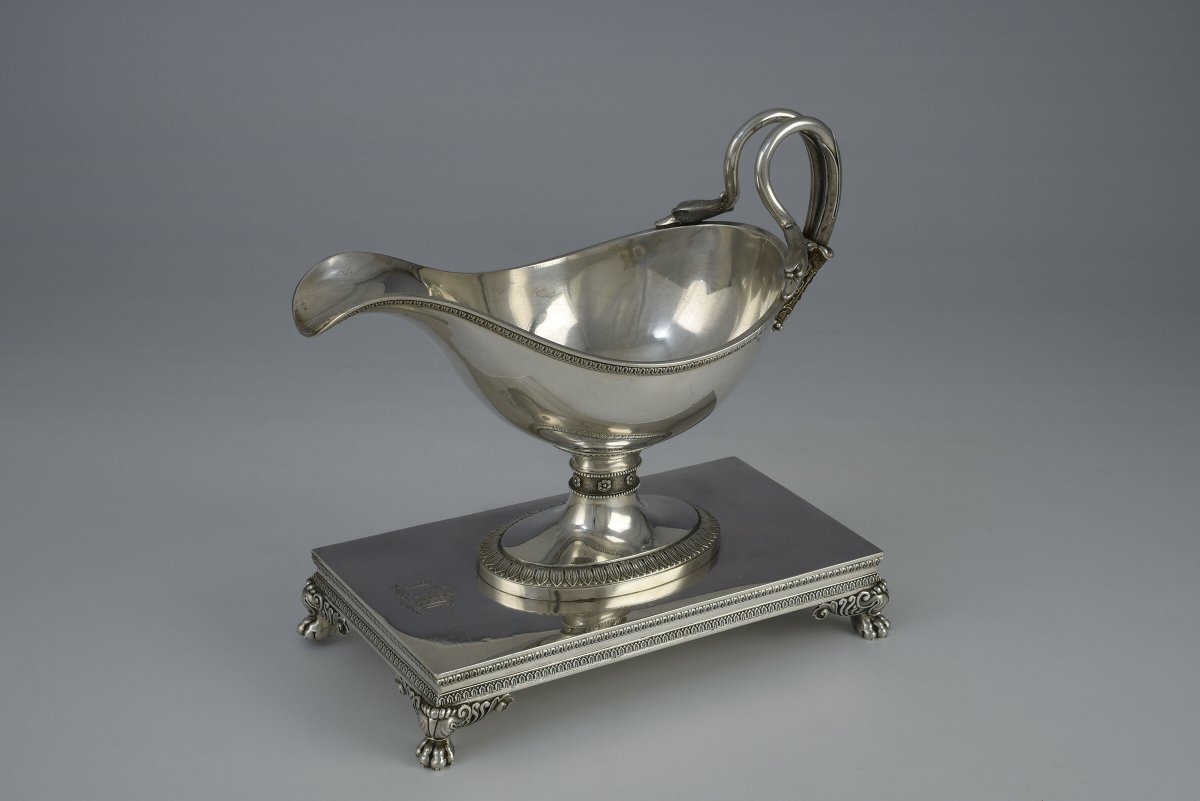Empire-style Sauceboat Decorated With Swan Figures, Paris, Ca. 1830-photo-4