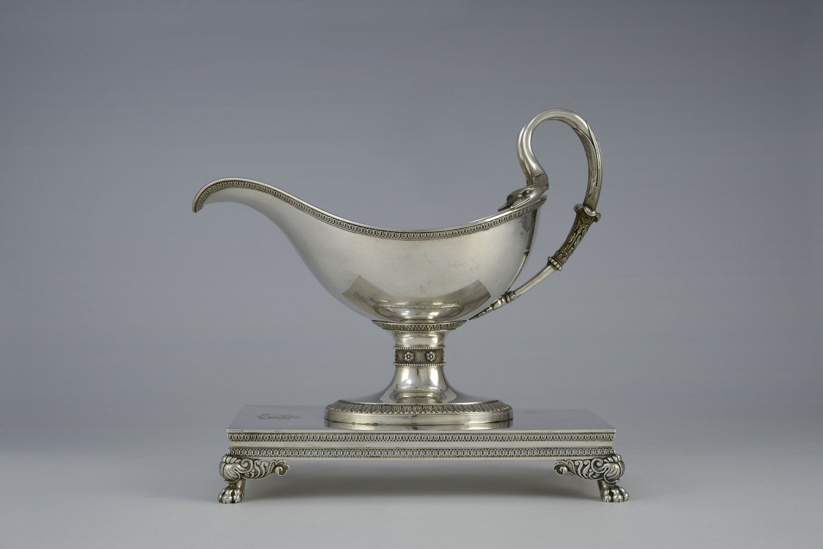 Empire-style Sauceboat Decorated With Swan Figures, Paris, Ca. 1830
