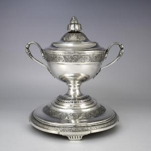 Soupière en argent avec couvercle et présentoir, Augsbourg, 1801