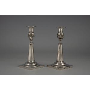 Pair Of Neoclassical Candlesticks, Augsburg, 1795–1797