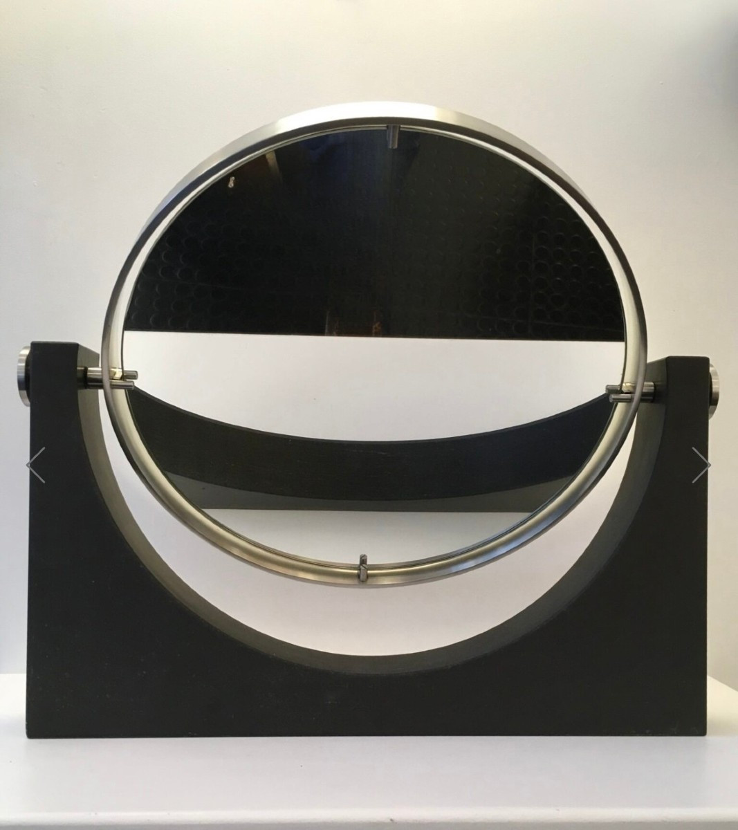 Vanity Mirror; Angelo Mangiarotti Slate Base; Double-sided And Rotating.-photo-3