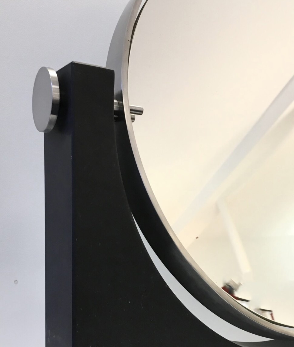 Vanity Mirror; Angelo Mangiarotti Slate Base; Double-sided And Rotating.-photo-4