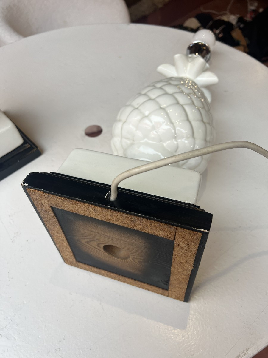 Pair Of Pineapple Lamp Bases, Hollywood Regency Style-photo-3