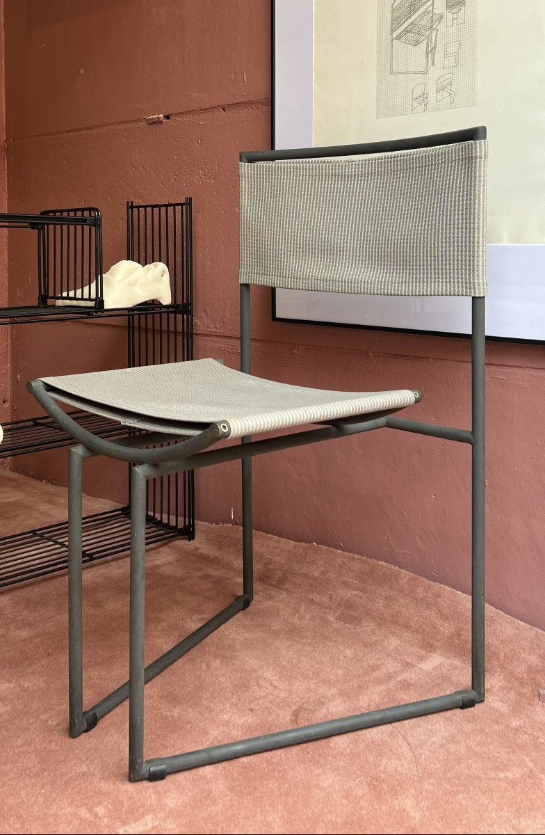Chaise modéle 91 design Mario Botta éditée par Alias Italie 1991 + Litho signée ds la planche -photo-2
