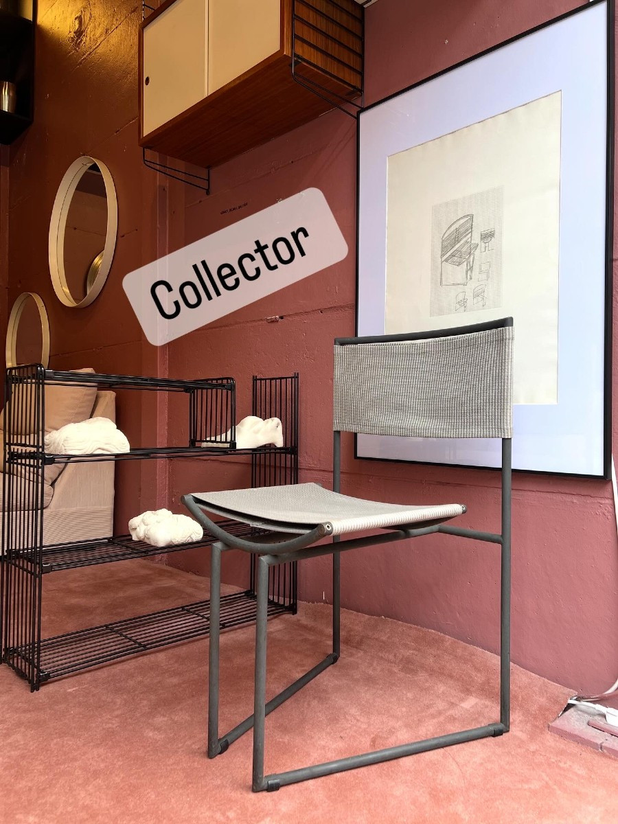 Chaise modéle 91 design Mario Botta éditée par Alias Italie 1991 + Litho signée ds la planche 