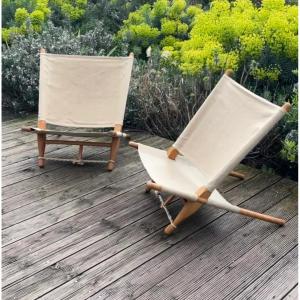 Pair Of Scandinavian Armchairs, Safari Saw Design By Ole Gjerløv Knudsen For France & Son