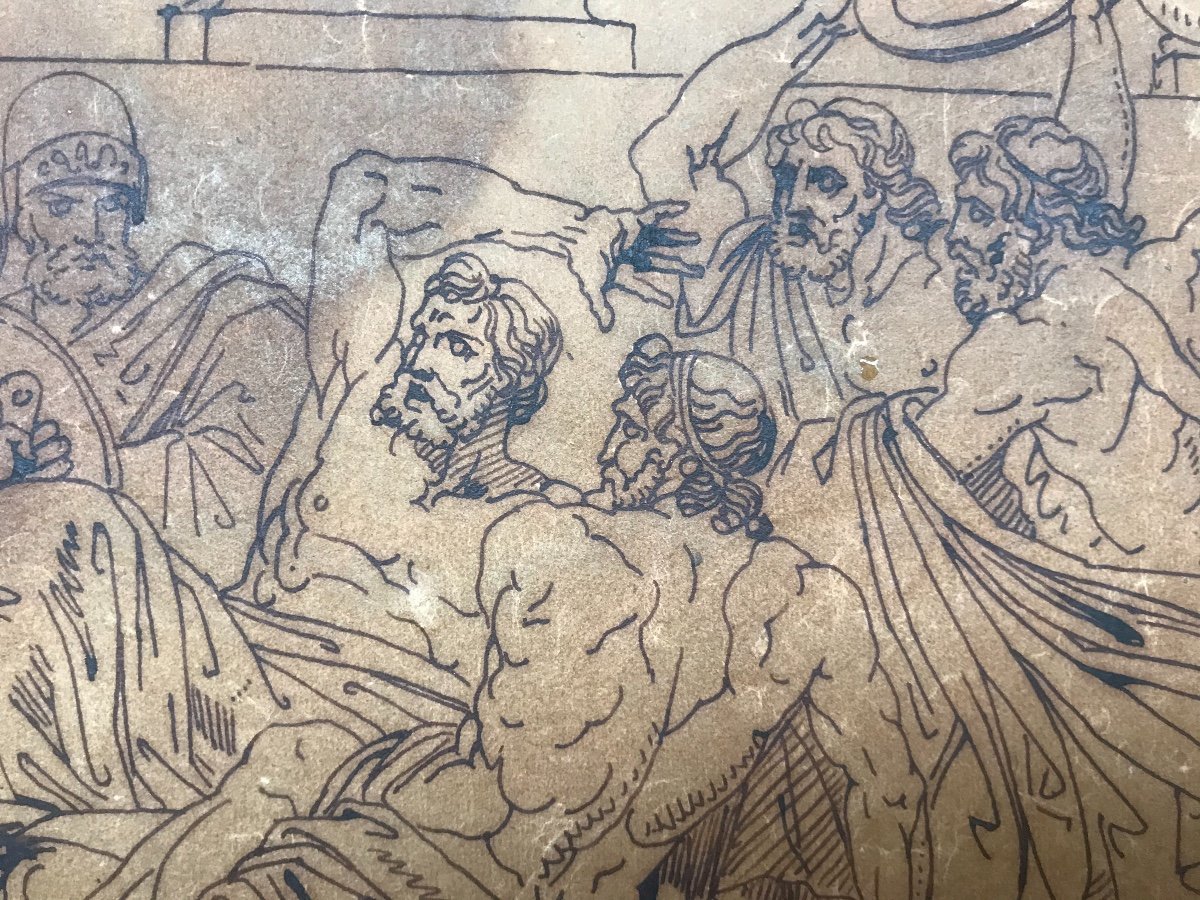 Bartolomeo Pinelli- Efori Di Sparta - Drawing On Velin - 1820 Ca Rome Italy-photo-4