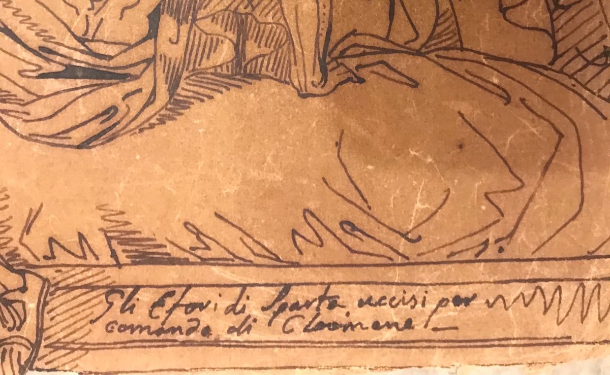 Bartolomeo Pinelli- Efori Di Sparta - Drawing On Velin - 1820 Ca Rome Italy-photo-3