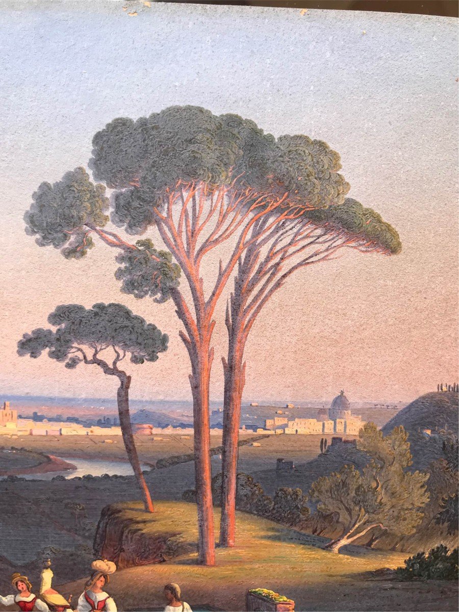 Ignaz Pfyffer von Altishofen -Vue De Rome - 1830 Ca  Huile Sur Papier - Italie Grand Tour Suisse-photo-4