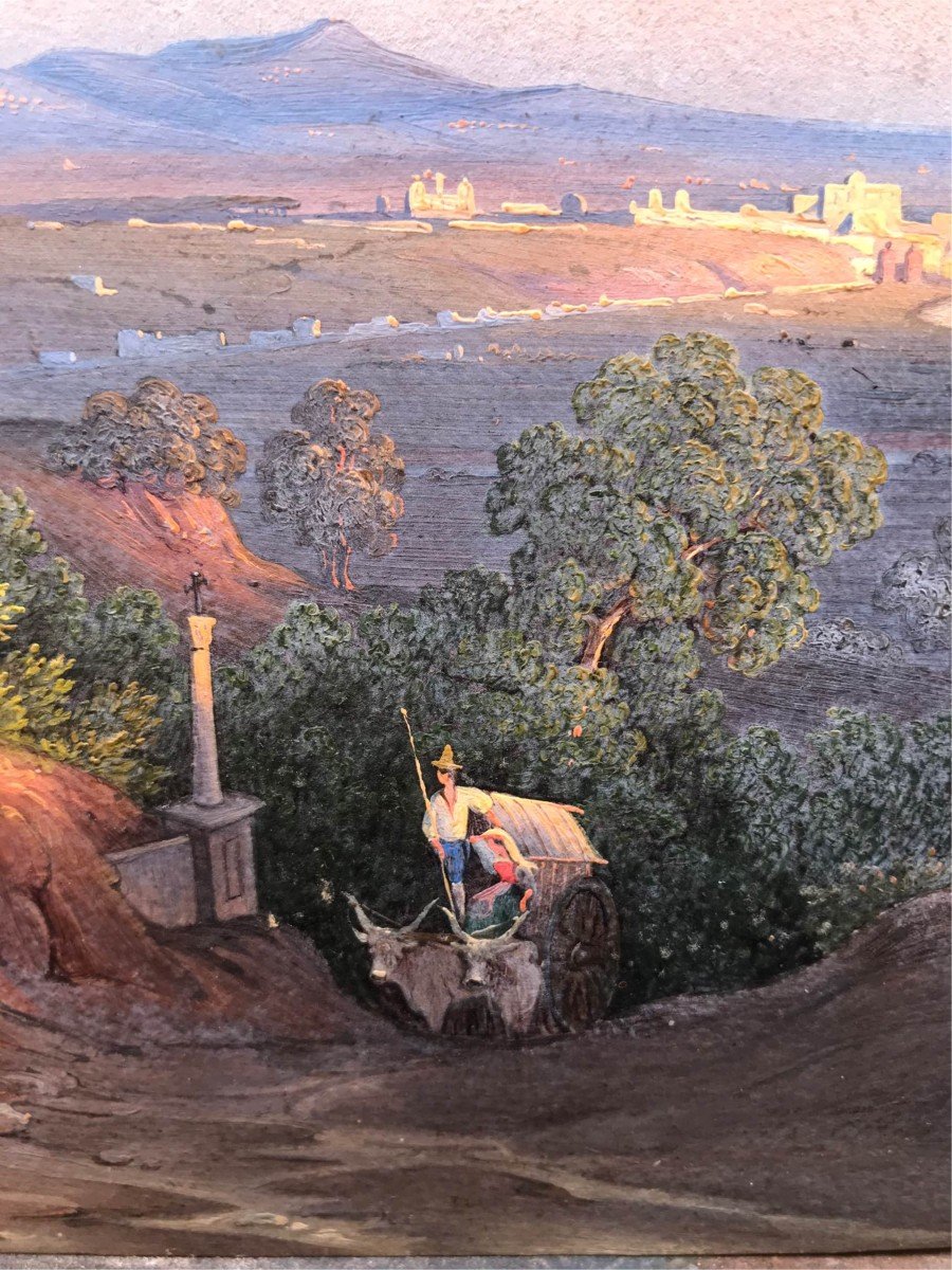 Ignaz Pfyffer von Altishofen -Vue De Rome - 1830 Ca  Huile Sur Papier - Italie Grand Tour Suisse-photo-2