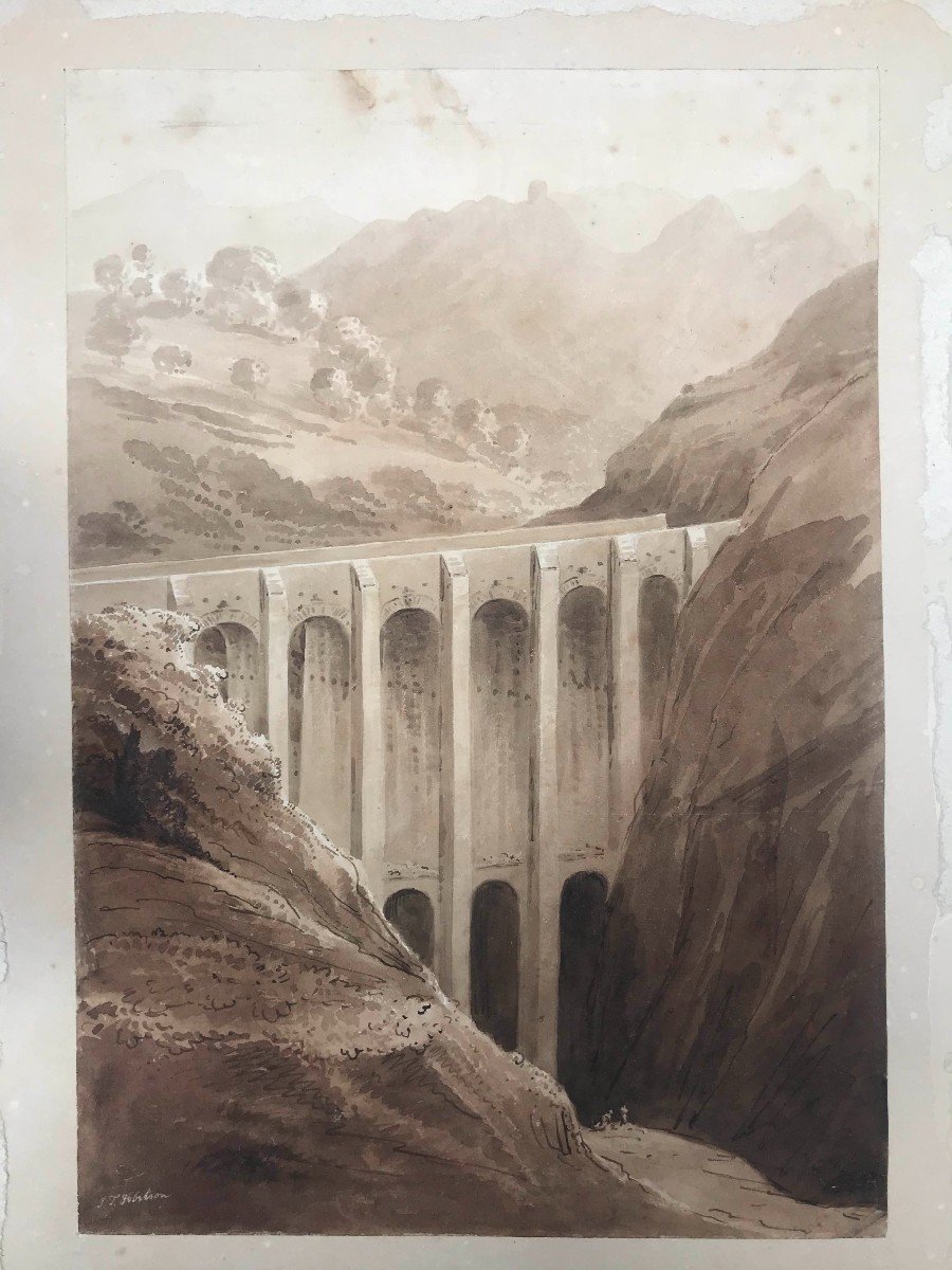 IBBETSON, John Thomas -Pont de Campostrino  a Salerne-Polla Borboni- Italie Naples