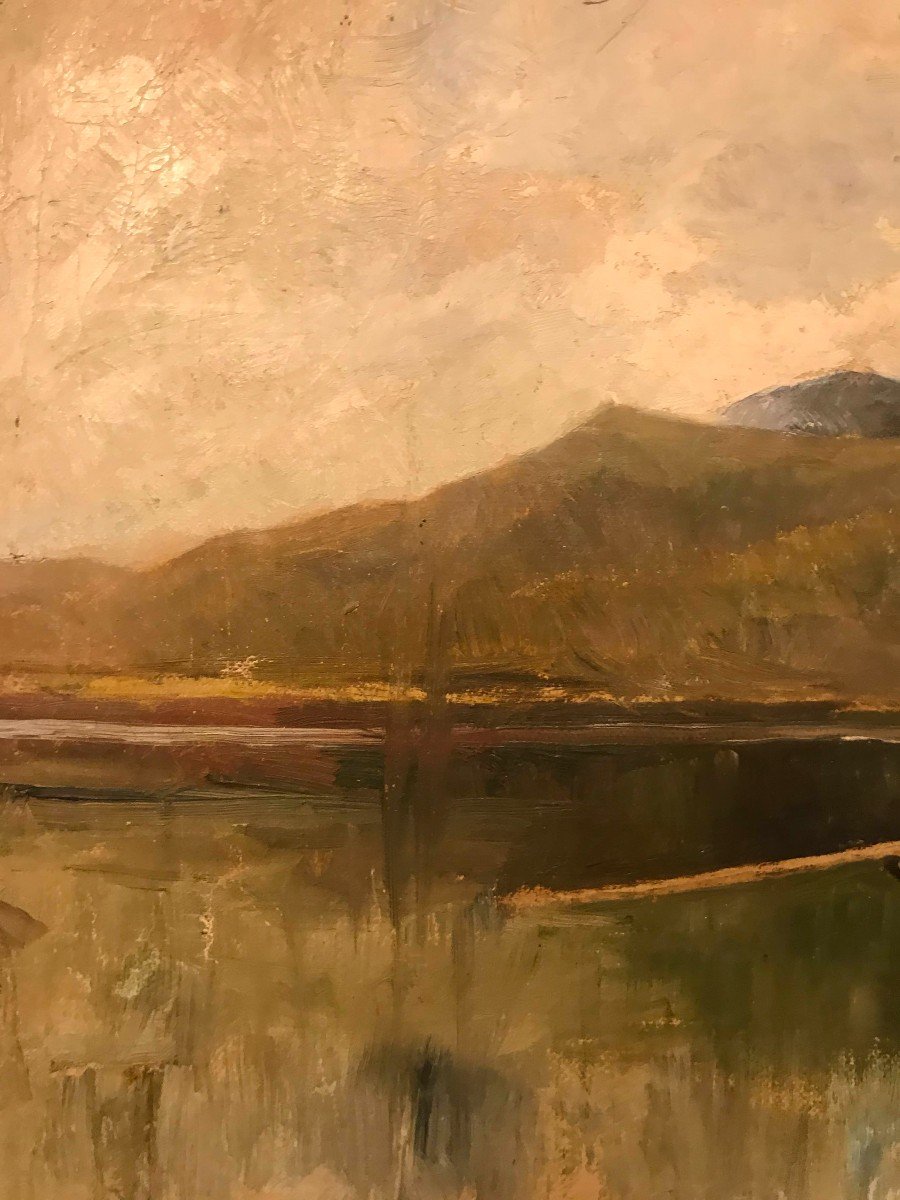 French School - Plein Air - France 1890 Ca Landscape - Italy Oil-photo-1