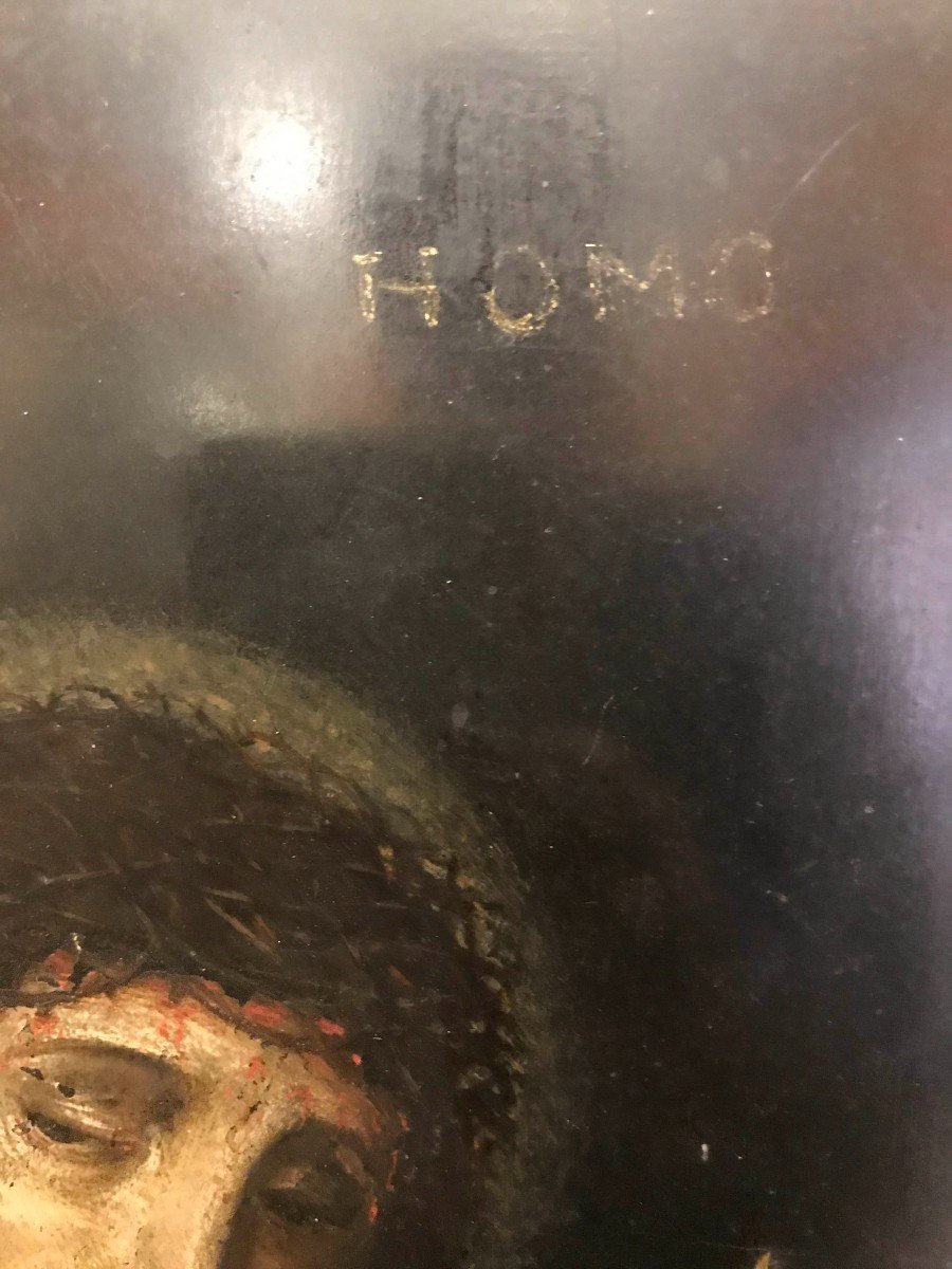 Anonyme - Ecce Homo -peint Sur Pierre De Tableau Noir - XVIII S Italie France Europe-photo-1