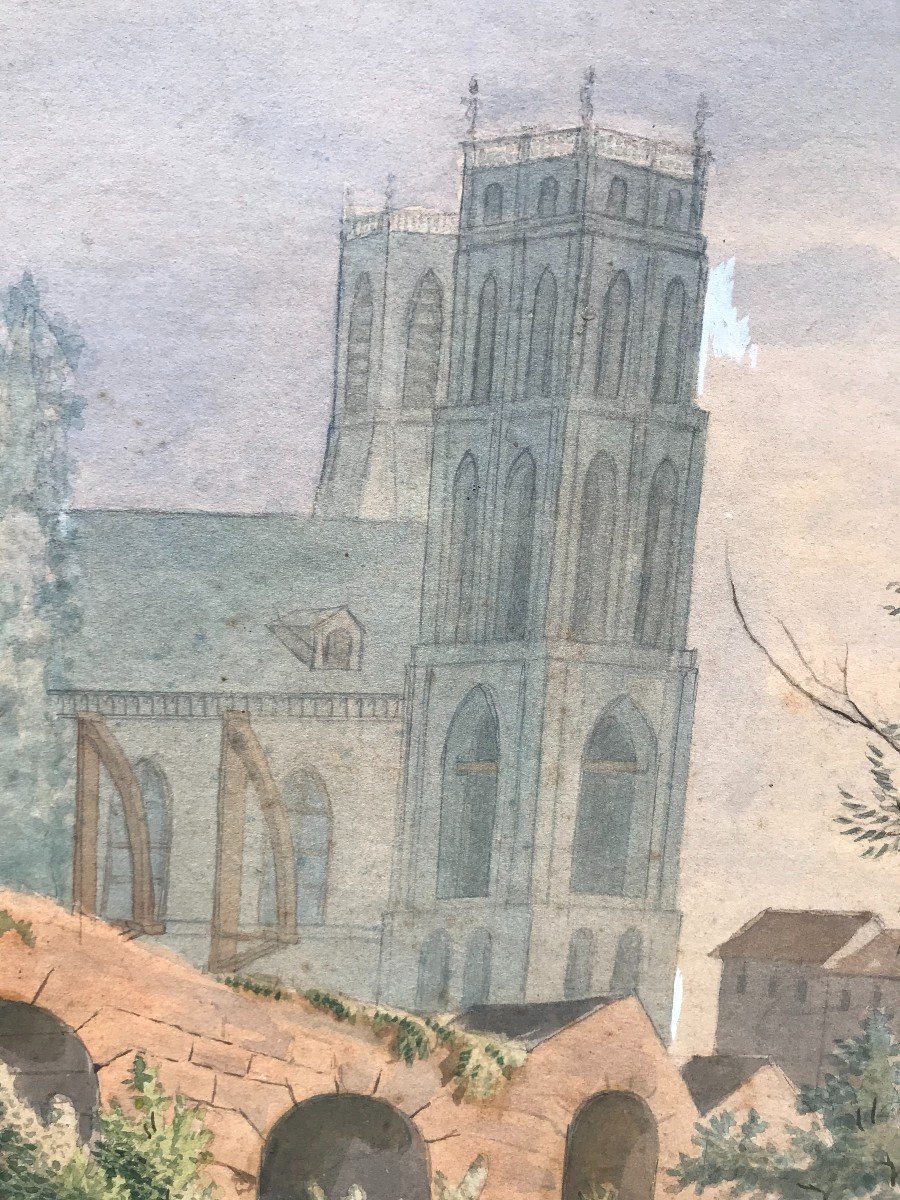 View Of Nantes - Cathedral With Hunting Scene - France - Watercolor-photo-1