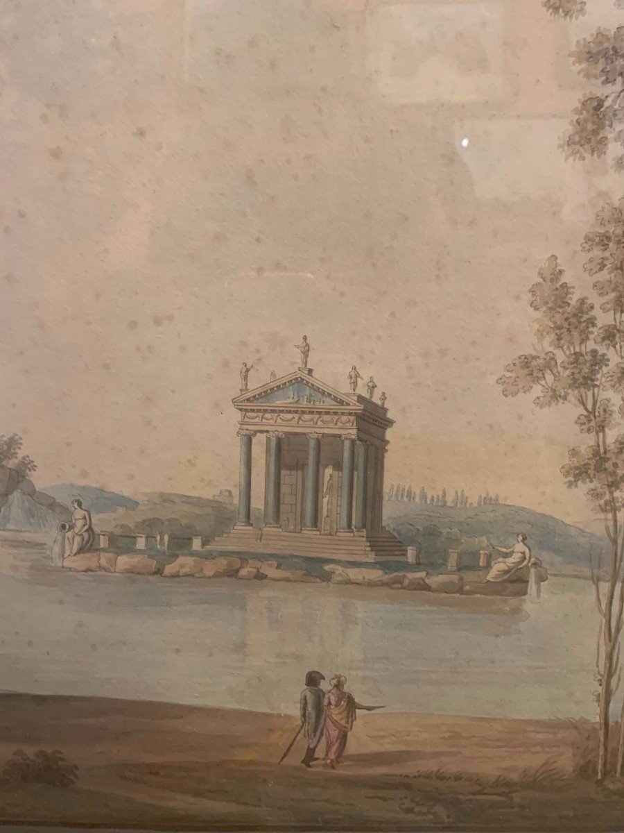 Ecole Italienne - Vue De Rome  Villa Borghese - Grand Tour Fin XVIIIe S. Italie Italienne-photo-2