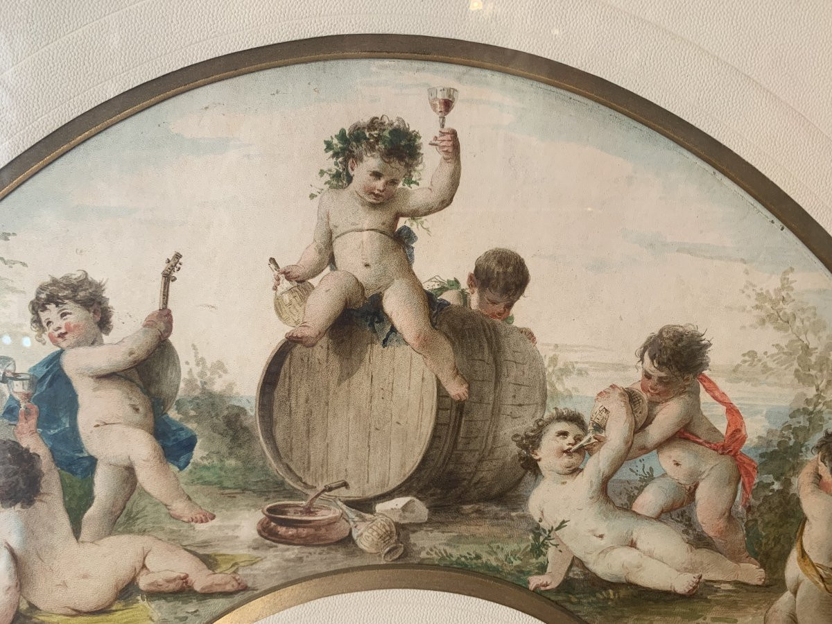 Francesco Tabacchi - Bacchus - 1880 aquarelle sur parchemin - Grand Tour Italie gouache -photo-3