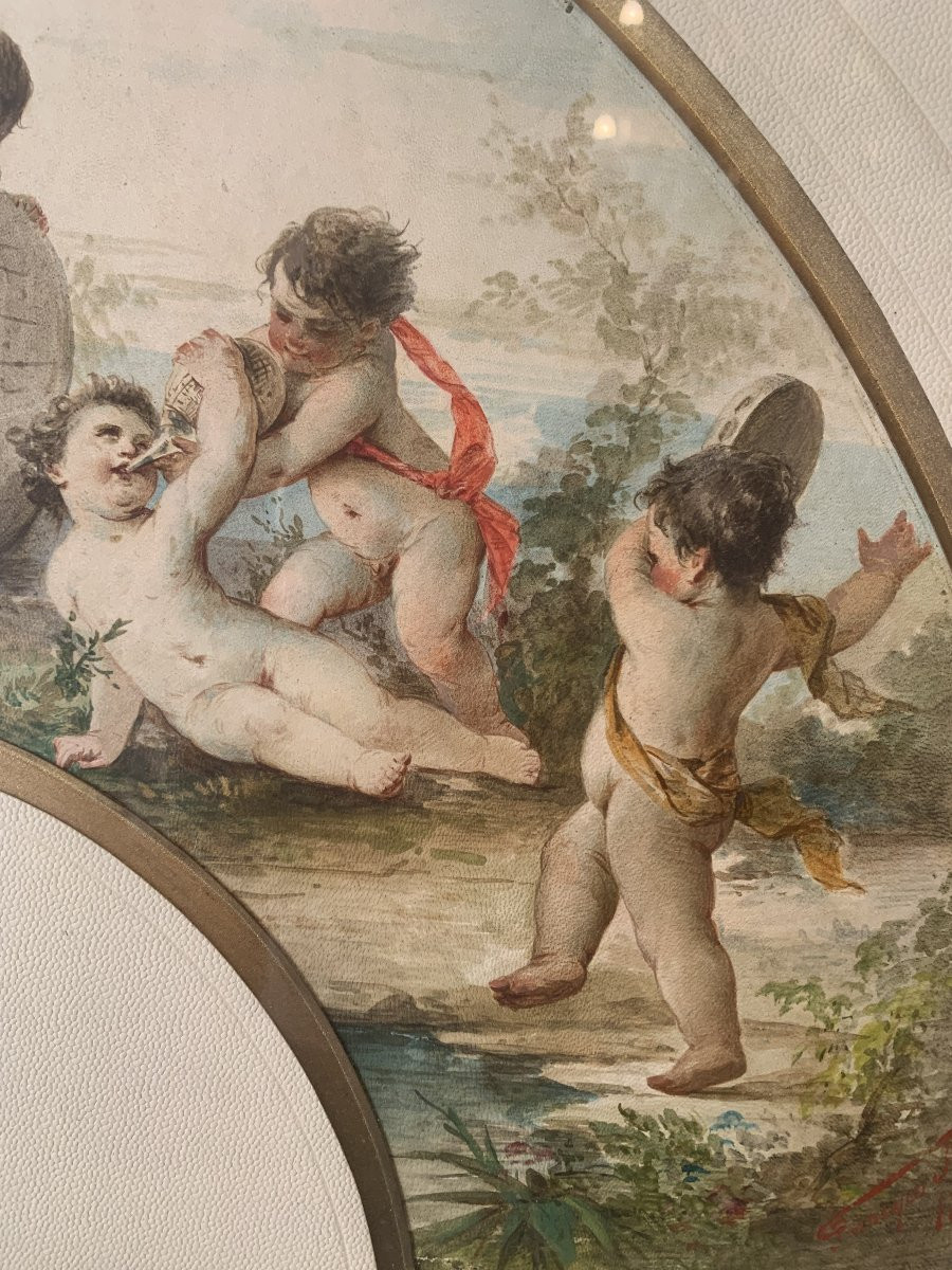 Francesco Tabacchi - Bacchus - 1880 aquarelle sur parchemin - Grand Tour Italie gouache -photo-1