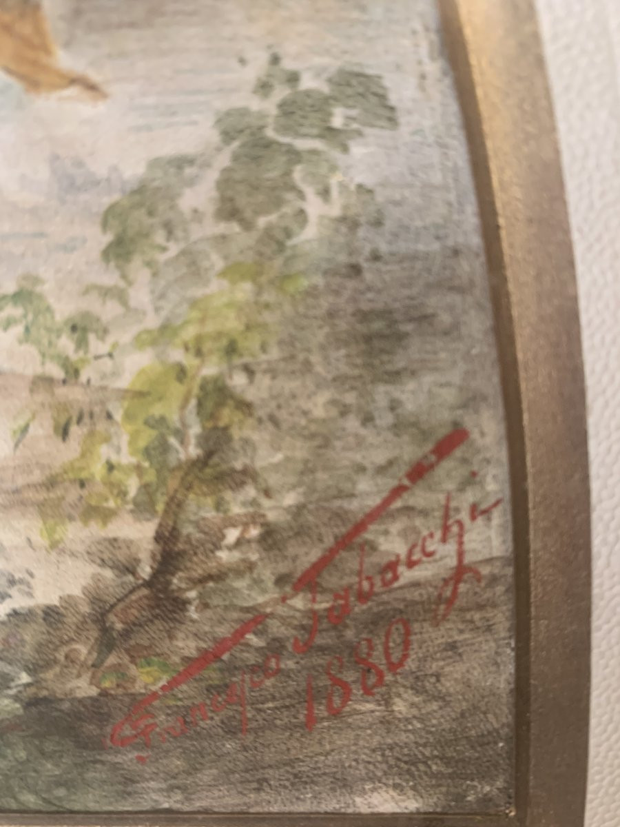 Francesco Tabacchi - Bacchus - 1880 aquarelle sur parchemin - Grand Tour Italie gouache -photo-3